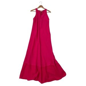 Allegra Masetti Firenze Fuchsia Hot Pink Linen Blend Maxi Dress